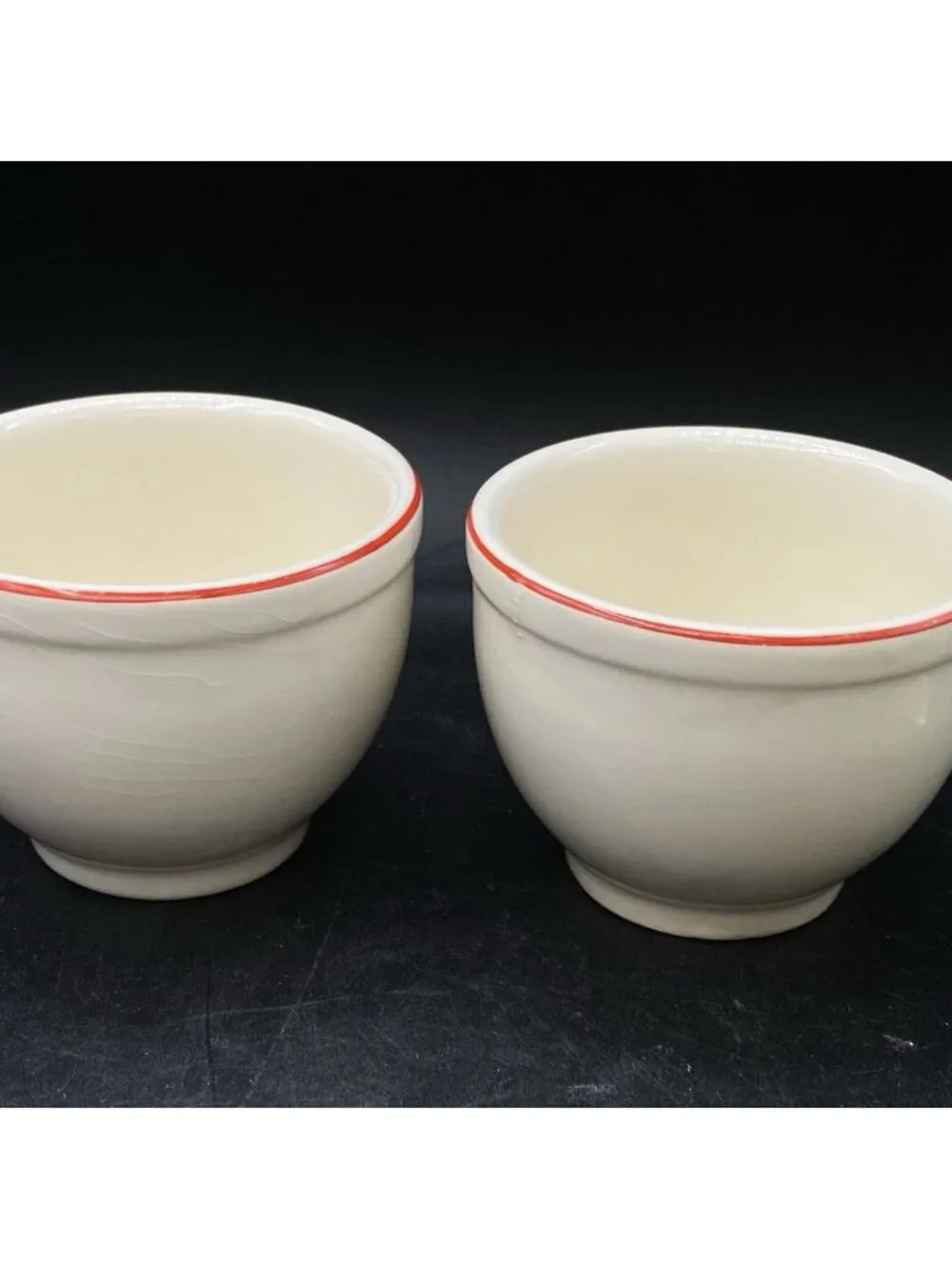 2 Universal Potteries Calico Fruit Pattern Custard Dessert Cup Vintage READ